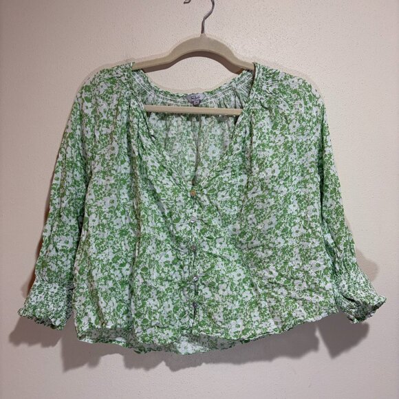 Rails Mariah Blouse Top Green Texture Floral - Picture 3 of 11